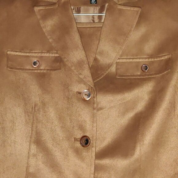 Kasper A.S.L. Petite Polyester‎ Caramel Brown Suit - Picture 4 of 7